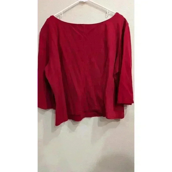 Women's red shirt 3/4 length sleeves by Laura Byrnes California 4x - Picture 4 of 5
